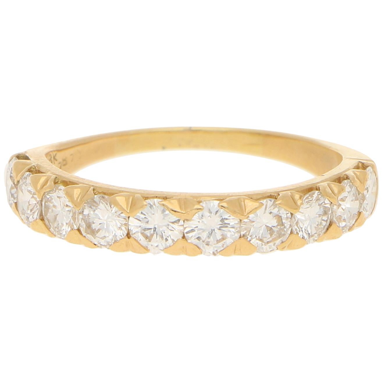 Vintage Oscar Heyman Diamond Half-Eternity Ring in Yellow Gold 1.30 Carat