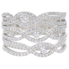 1.82 Carat 210 Round Diamonds Cocktail Ring 18K White Gold GVS White Diamonds
