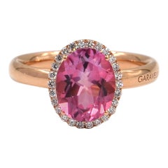 bague Garavelli en or rose 18 carats:: topaze rose et diamants blancs