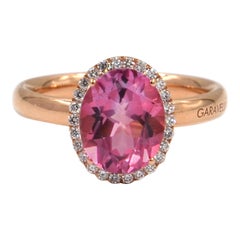 18 Karat Rose Gold Pink Topaz and White Diamonds Garavelli Ring