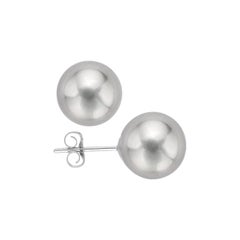 AAA Quality Grey Freshwater Cultured Pearl Earring Stud on 14 Karat White Gold