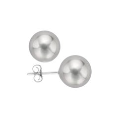 AAA Quality Grey Freshwater Cultured Pearl Earring Stud on 14 Karat White Gold