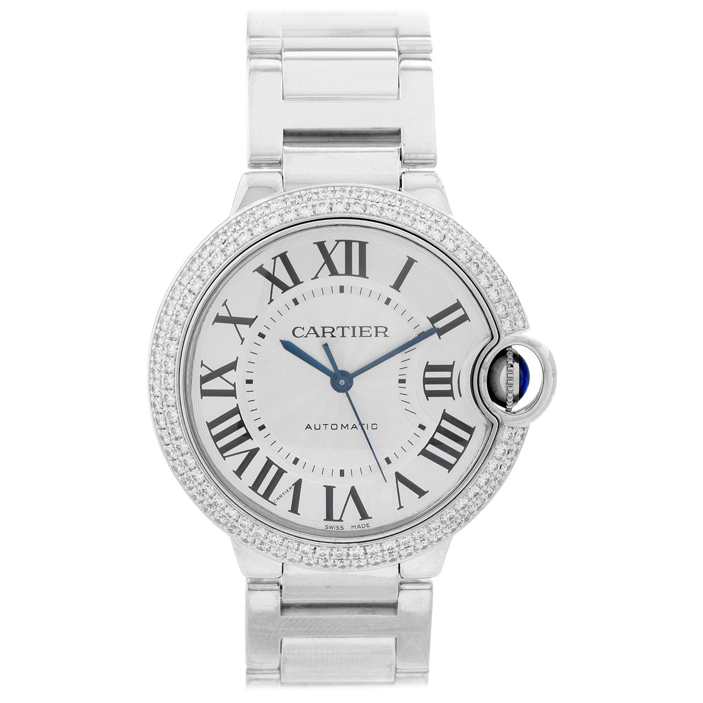 Cartier Ballon Bleu Midsize 18 Karat White Gold and Diamond Watch WE9006Z3