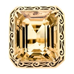 Impressive Large Citrine and Yellow Gold Cocktail Ring, circa 1930