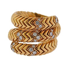 Bulgari Spiga Diamond Gold Wrap Ring