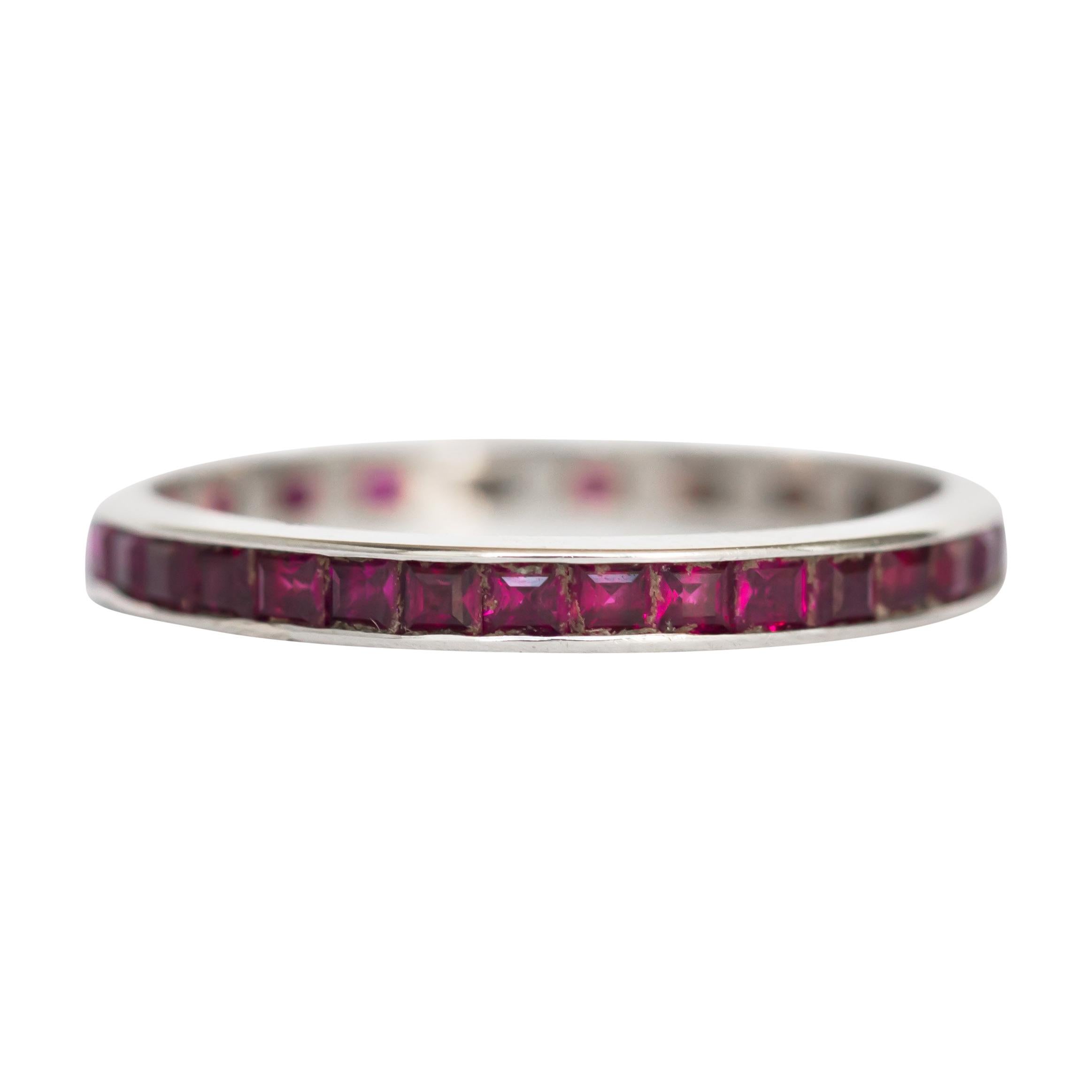 1.00 Carat Total Weight Ruby White Gold Wedding Band