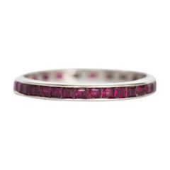 1.00 Carat Total Weight Ruby White Gold Wedding Band