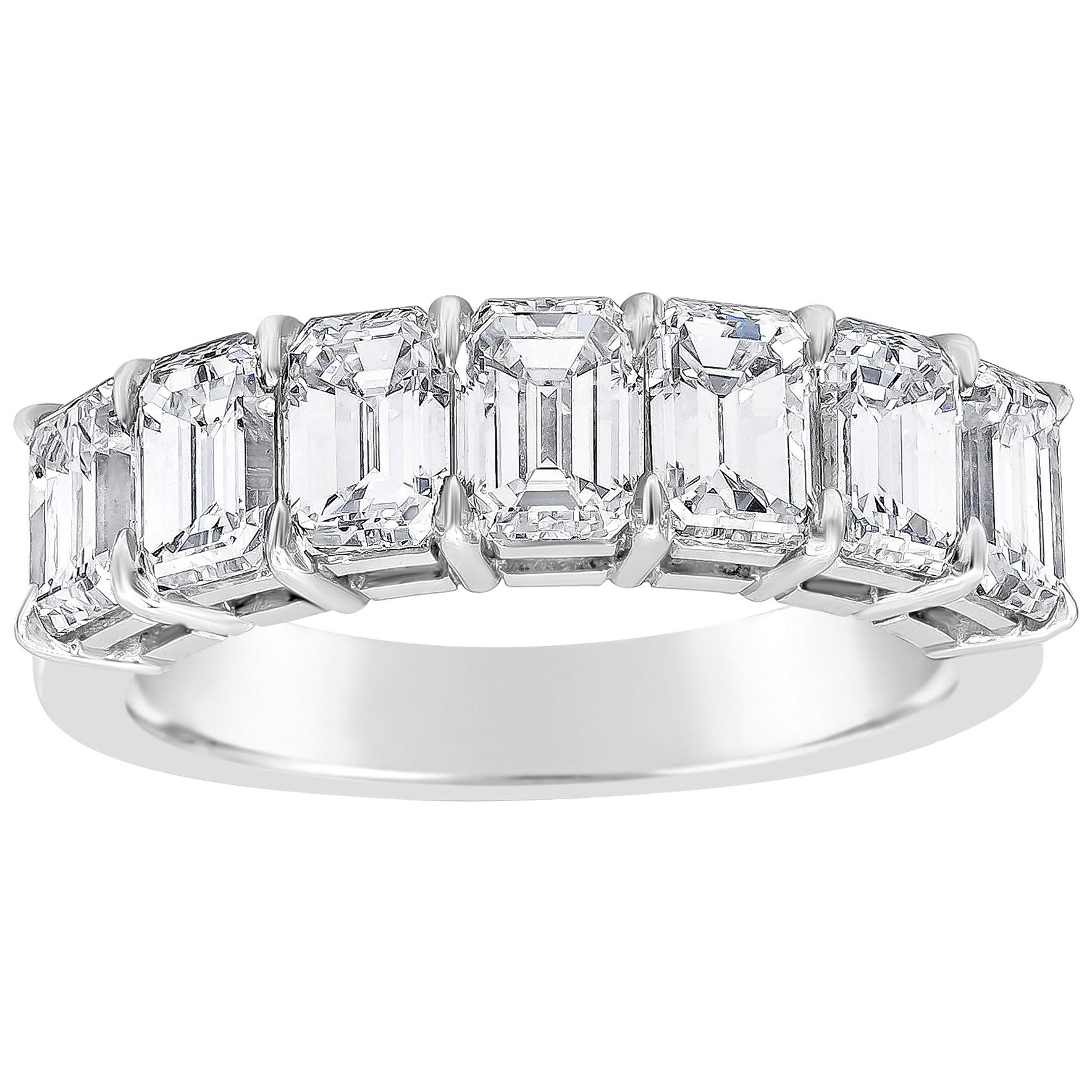 Roman Malakov 3.23 Carat Total Emerald Cut Diamond Seven-Stone Wedding Band Ring