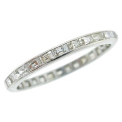 Art Deco Diamond Platinum Eternity Band Ring Table Cut Wedding