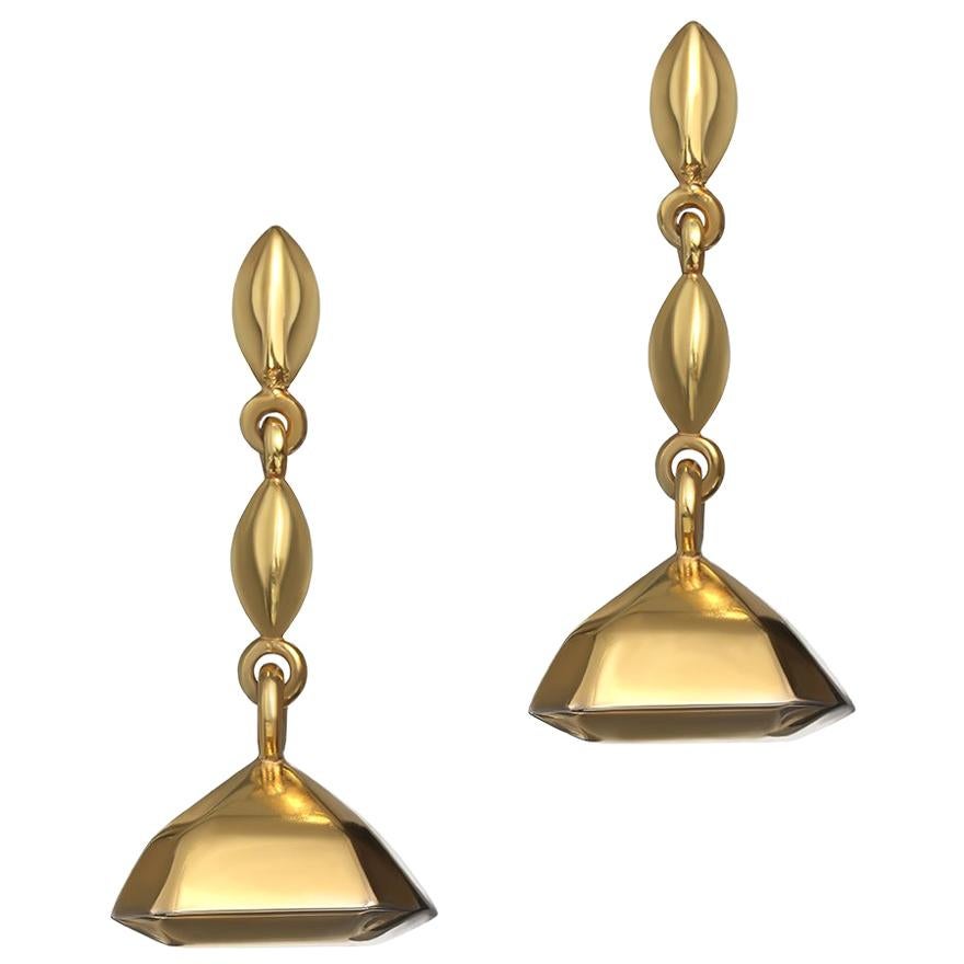 18 Carat Yellow Gold Vermeil Geometry Drop Earrings For Sale