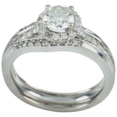 .75 Carat White Gold Engagement Ring with Enhancer and Accent Stones