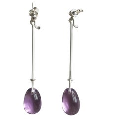 Georg Jensen Sterling Silver "Dewdrop" Earrings with Amethyst