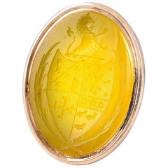 Antique Georgian 18 Karat Gold and Yellow Agate Intaglio Fob Seal