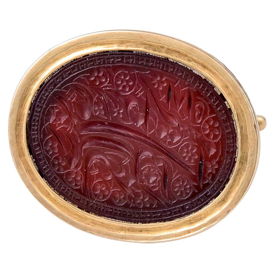 Antique Georgian 18 Karat Gold and Carnelian Intaglio Fob Seal For Sale