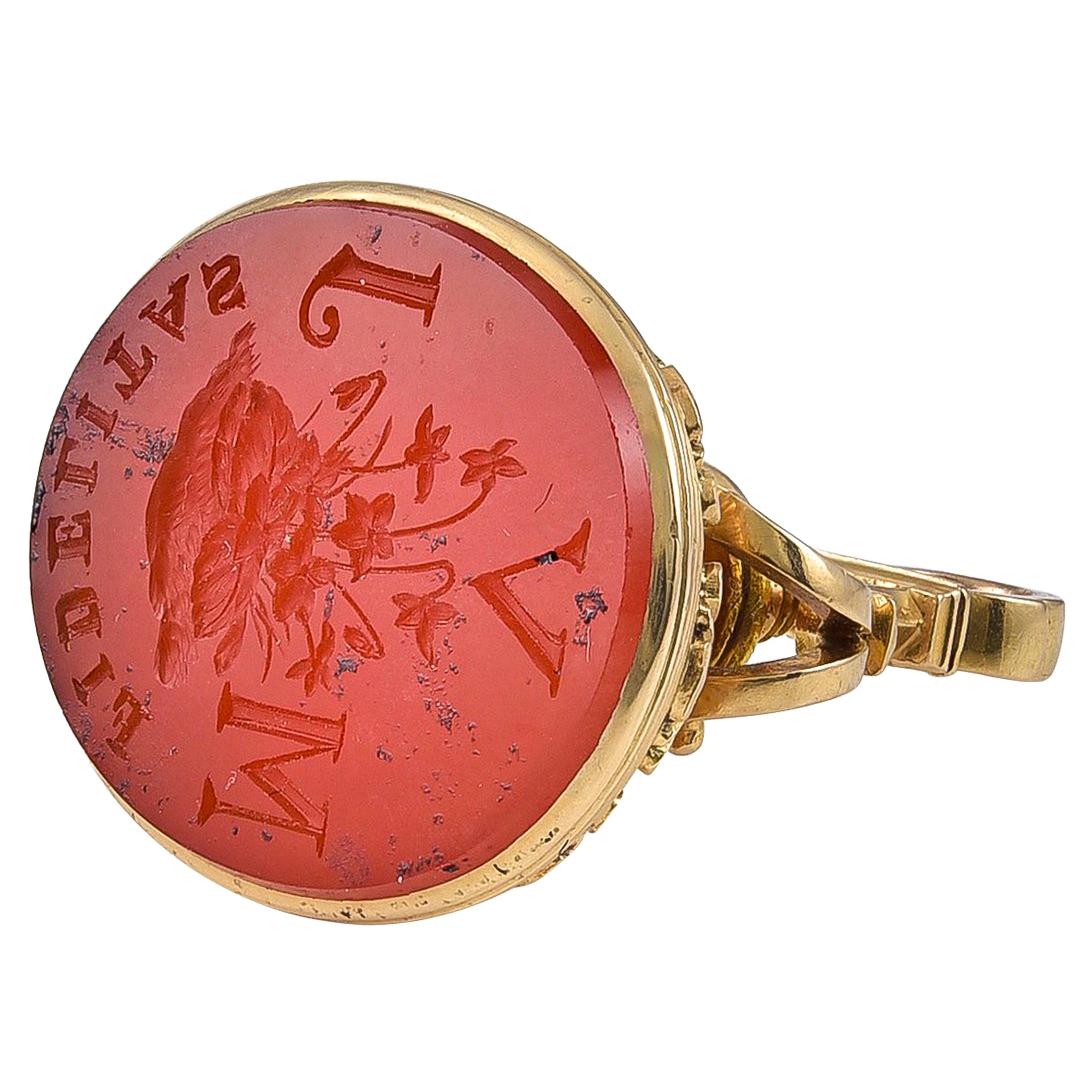Antique Victorian 18 Karat Gold and Carnelian Intaglio Fob Seal For Sale