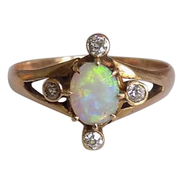 Victorian Gold Opal Diamond Ring