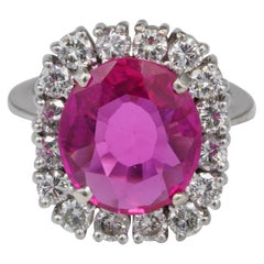 Magnificent 1950 6.50 Carat Ruby 1.60 Carat G VVS Diamond Solid Platinum Ring