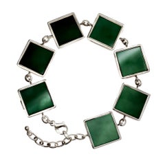 Art Deco Style Bracelet with Dark Green Quartzes, Collection Featured in Vogue