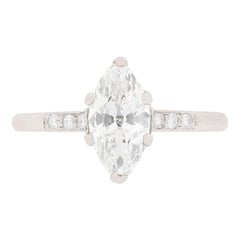 Art Deco Marquise 1.80 Carat Diamond Solitaire Engagement, circa 1930s