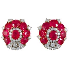 Bulgari Diamond Oval-Shaped Ruby Ear Clips