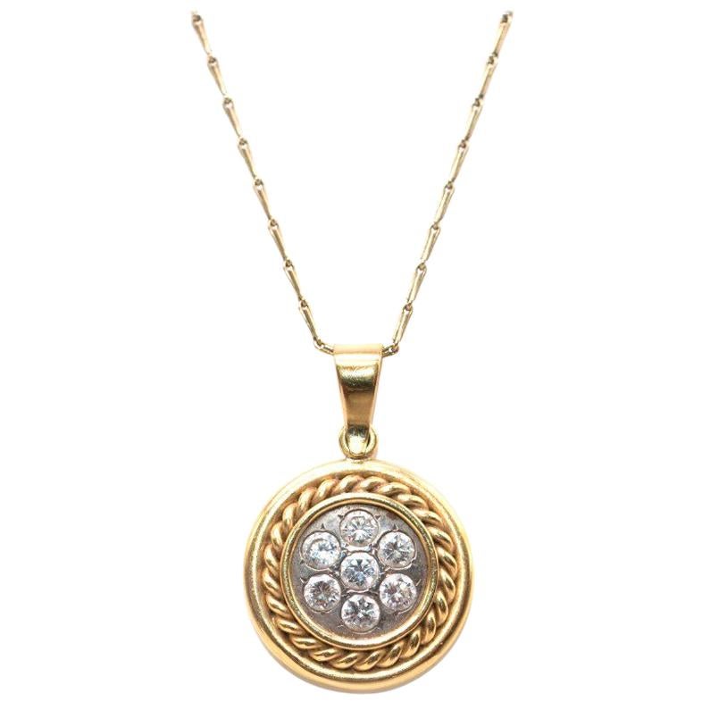 Bespoke Diamond Gold Circle Pendant Necklace For Sale