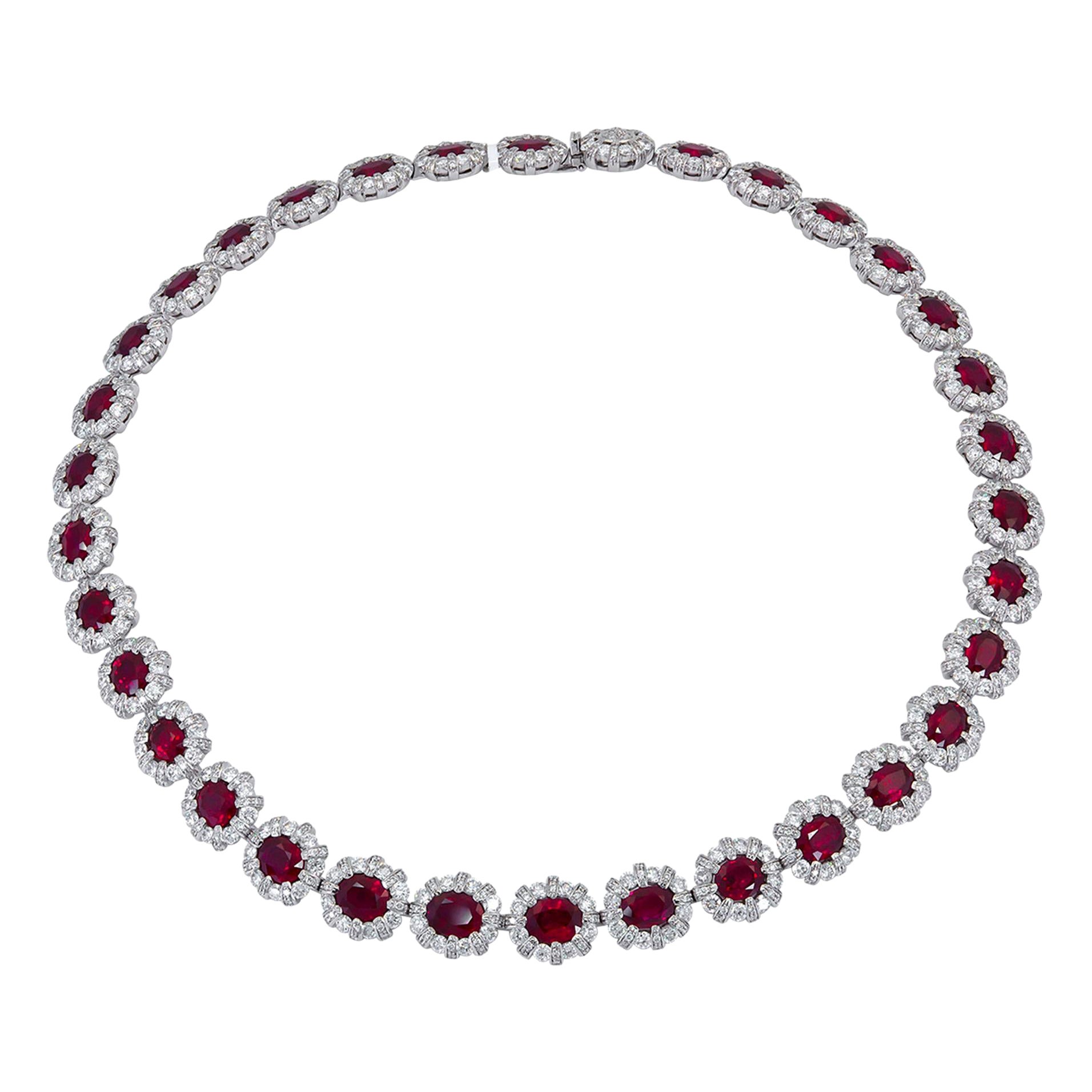 Collana di diamanti con rubino birmano certificato AGL