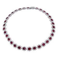 Collana di diamanti con rubino birmano certificato AGL