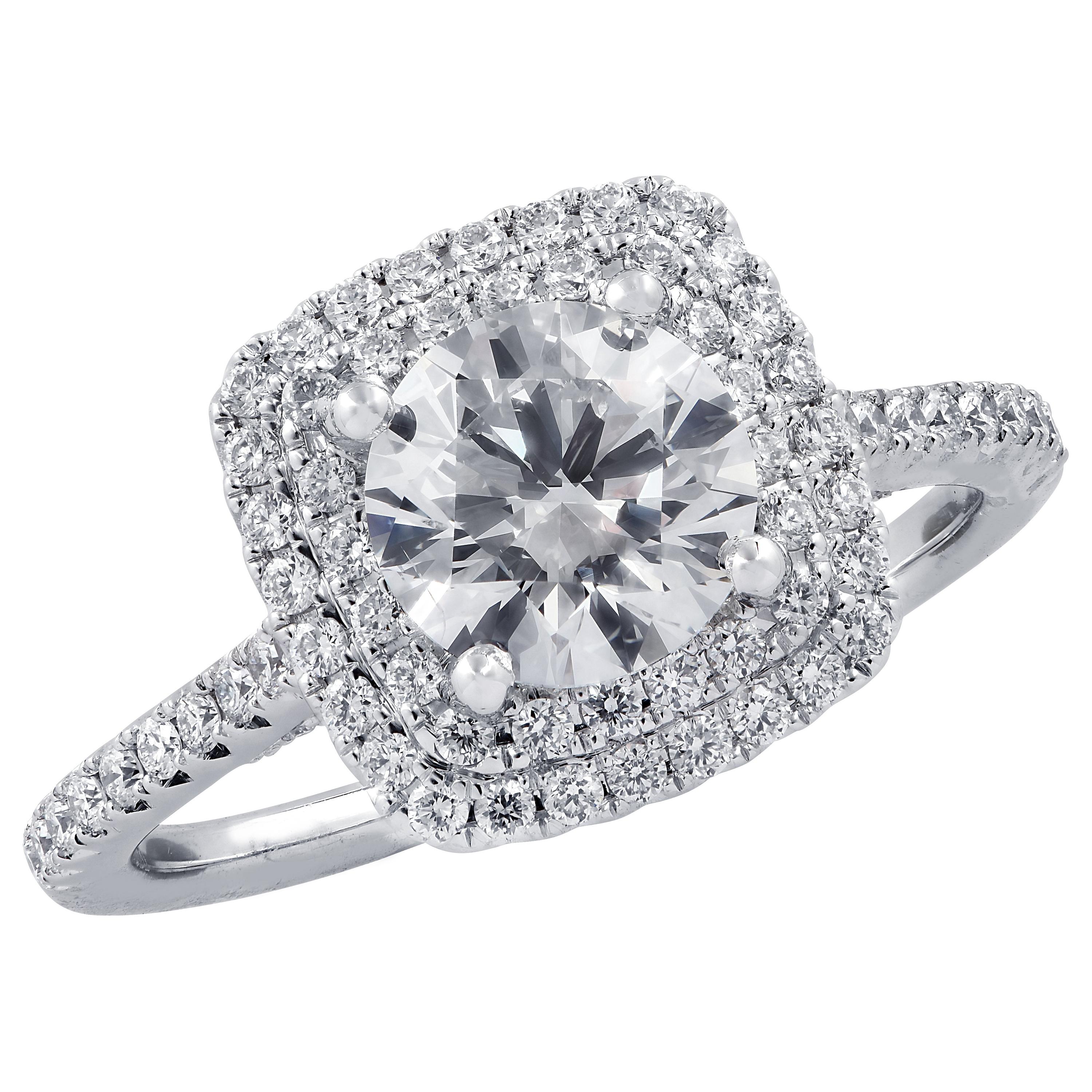 Vivid Diamonds GIA Certified 1.27 Carat Diamond Halo Engagement Ring