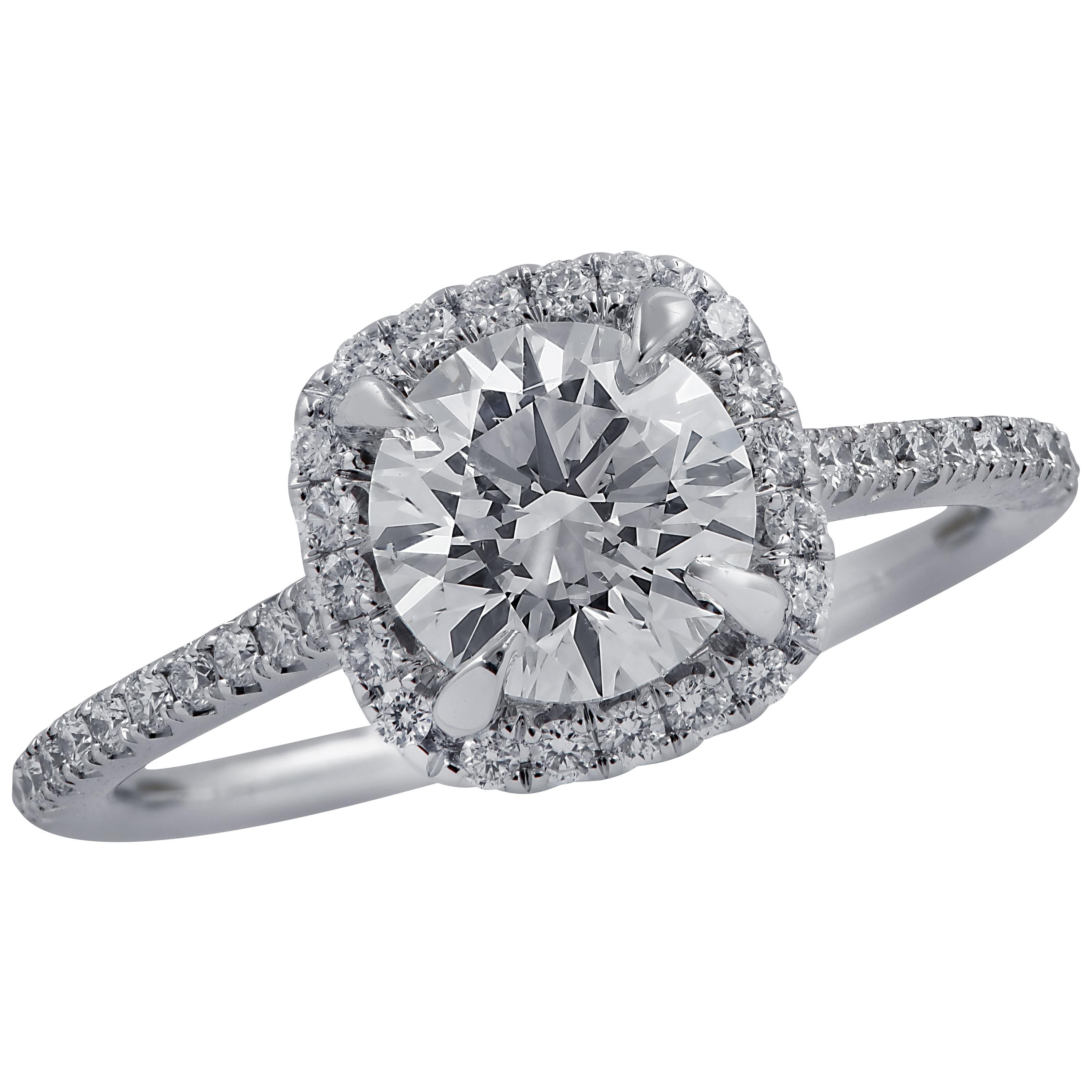 Vivid Diamonds GIA Certified 1.30 Carat Diamond Halo Engagement Ring