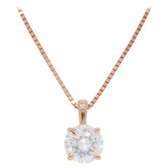 Rose Gold Solitaire Diamond Pendant Necklace