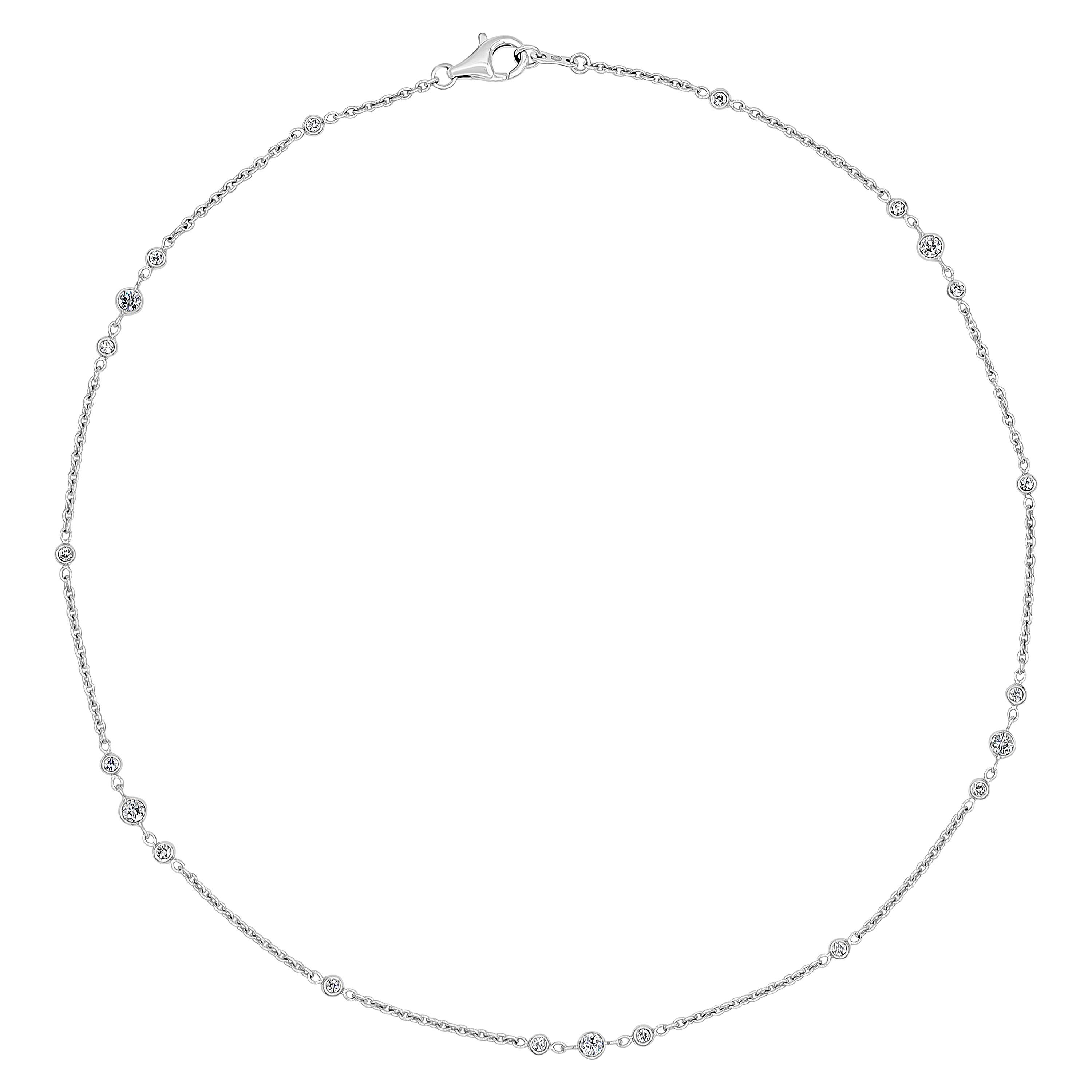 Roman Malakov 0.67 Carat Round Cut Diamonds By the Yard Necklace in White Gold For Sale