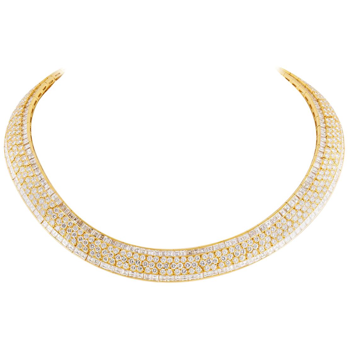 Van Cleef & Arpels 69.00 Carat Diamond Yellow Gold Choker Necklace