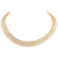 Vintage Van Cleef & Arpels 69.00 Carat Diamond Yellow Gold Choker Necklace