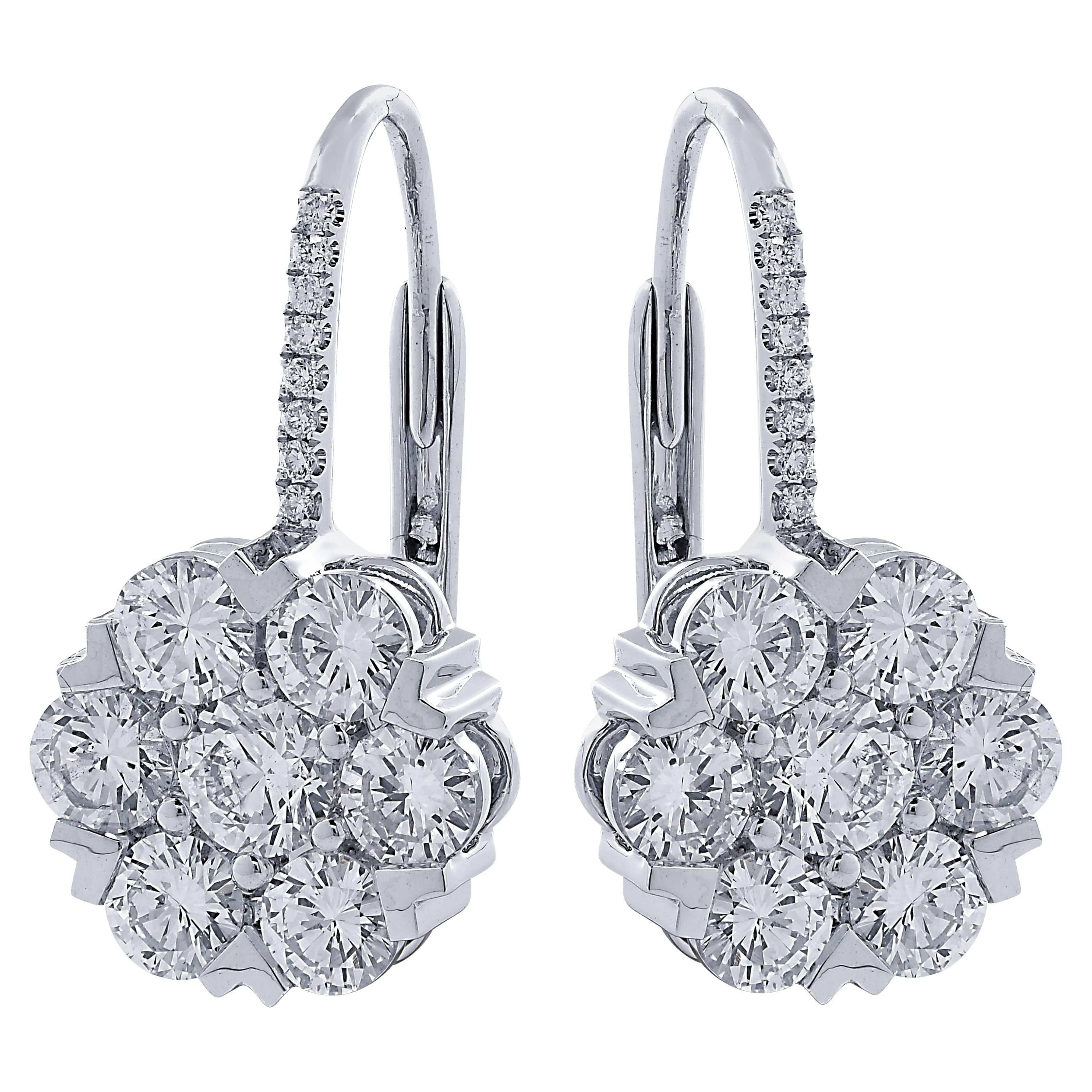 Vivid Diamonds 2.87 Carat Diamond Dangle Earrings