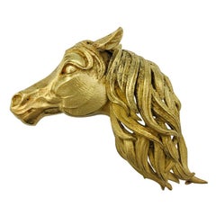 Hermès Paris Yellow Gold "Horse" Brooch