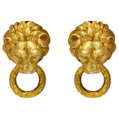 Vintage Van Cleef Lion Door Knocker Earrings