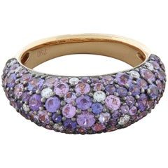 Purple Sapphire Diamond Gold Dome Ring