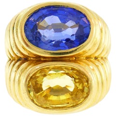 Bulgari Saphir-Gelbgold-Doppio-Ring:: 1980er Jahre