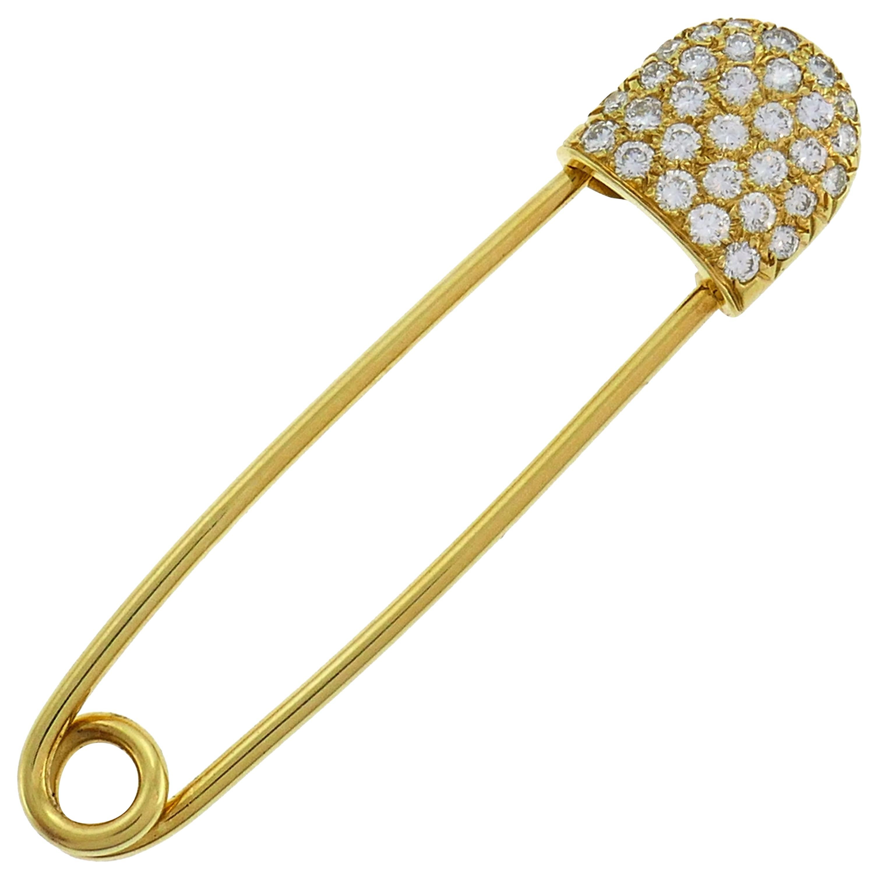 Cartier Diamond Yellow Gold Safety Pin