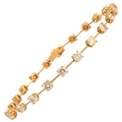 1980s Yellow Diamond 18 Karat Gold Link Tennis Bracelet