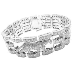 Cartier Walking Panther Panthere Diamond White Gold Bracelet