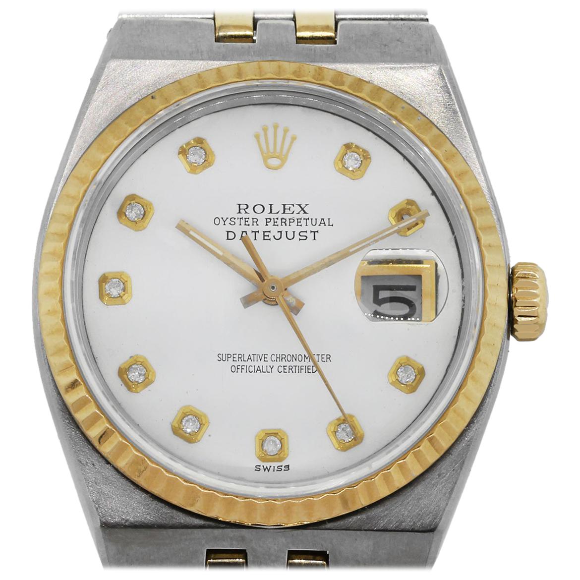 Rolex 17000B Oysterquartz White Pyramid Diamond Dial Wristwatch