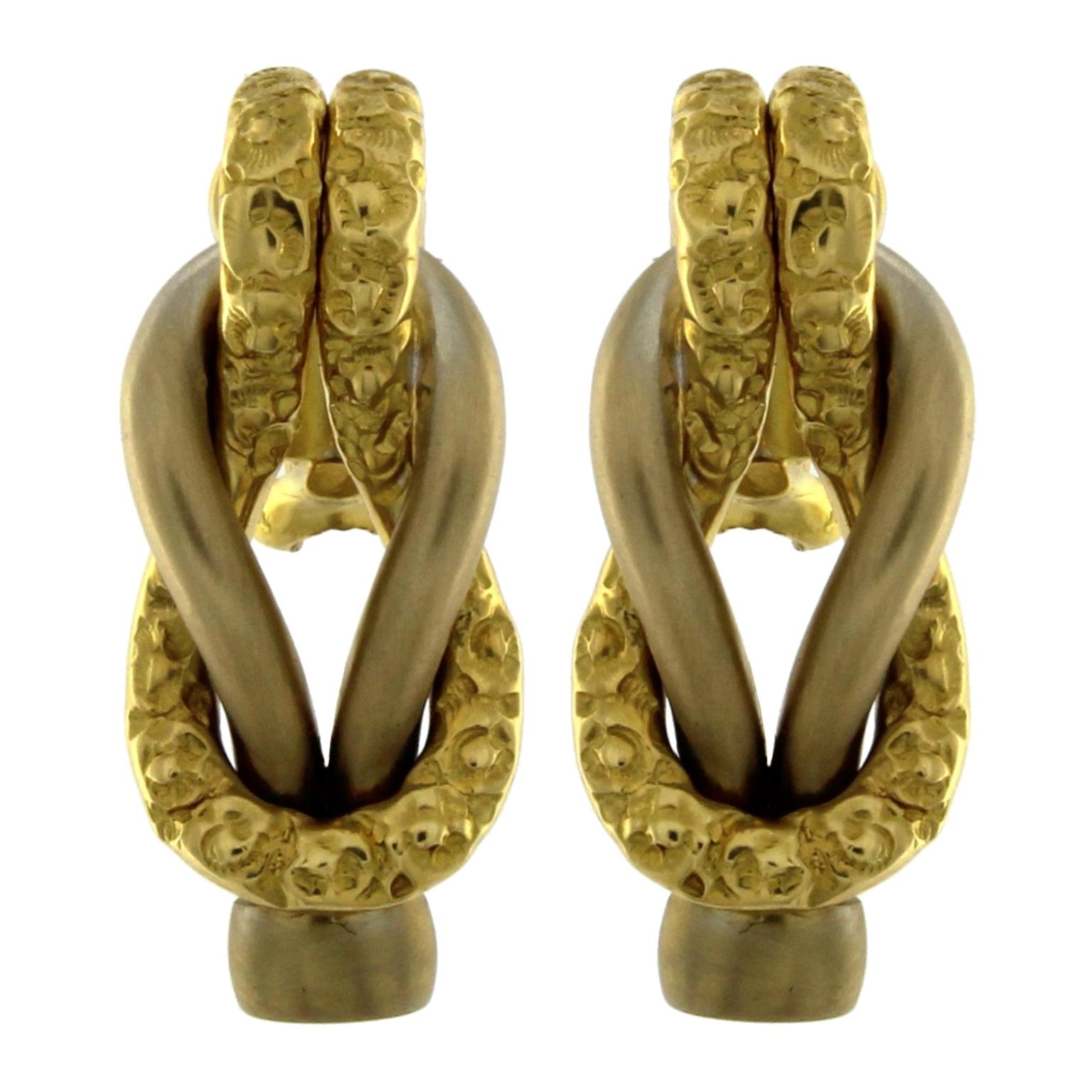 Chiselled Earrings Gold 18 Karat