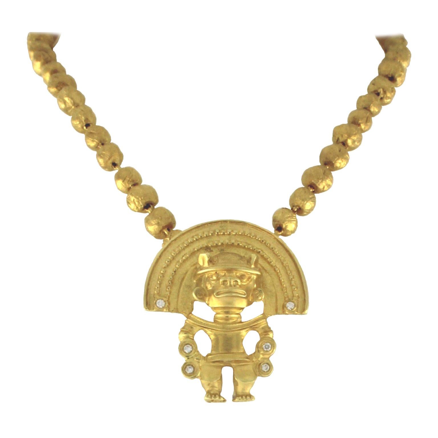 18 Karat Yellow Chain with Amulet For Sale