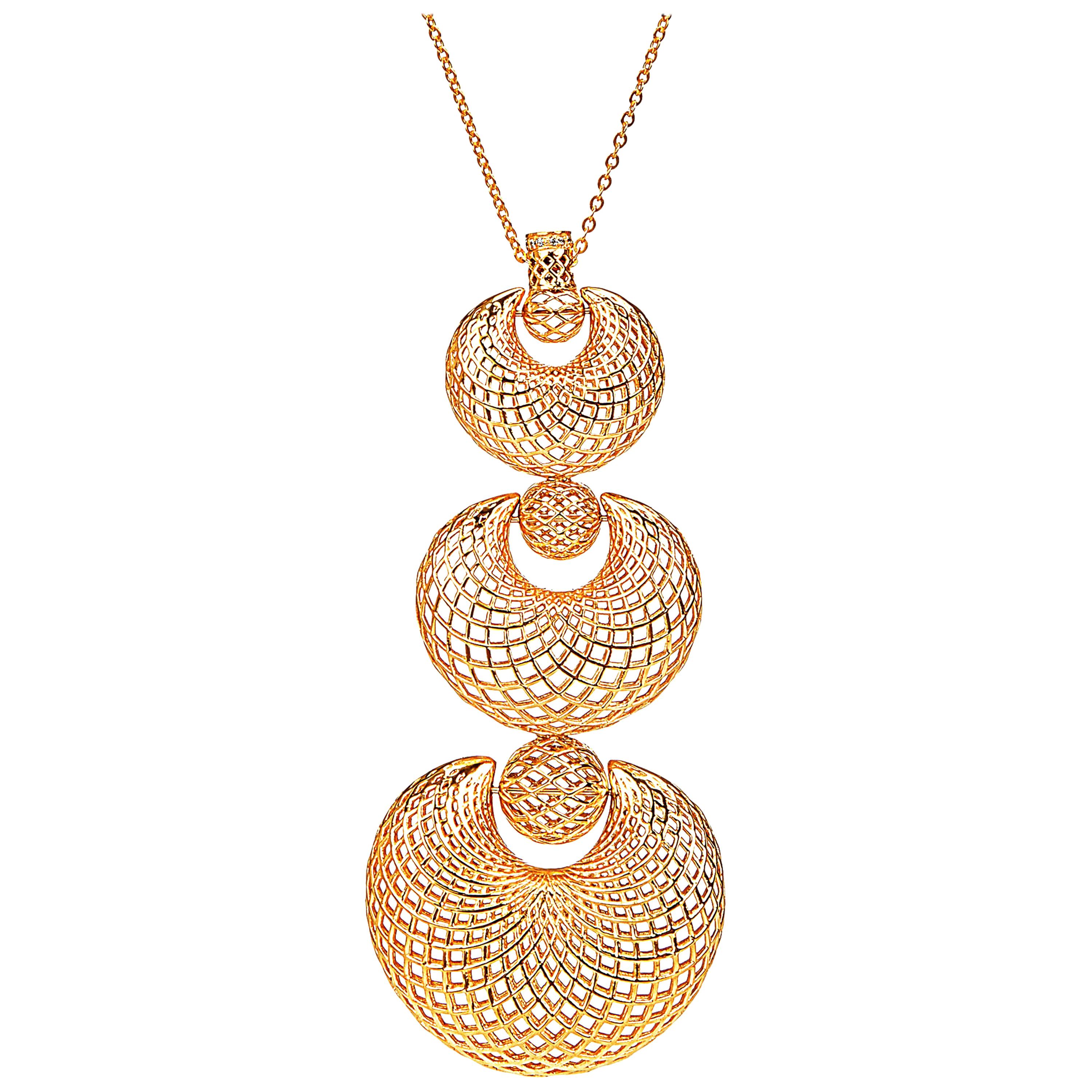 Yemyungji Diamond 18 Karat Yellow Gold Blooming Long Chain Necklace For Sale