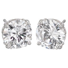 GIA Certified 2.63 Carat Diamond Platinum Gold Stud Earrings
