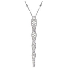 Yemyungji Diamond 0.41ct 18 Karat White Gold Curved line Chain Pendant Necklace