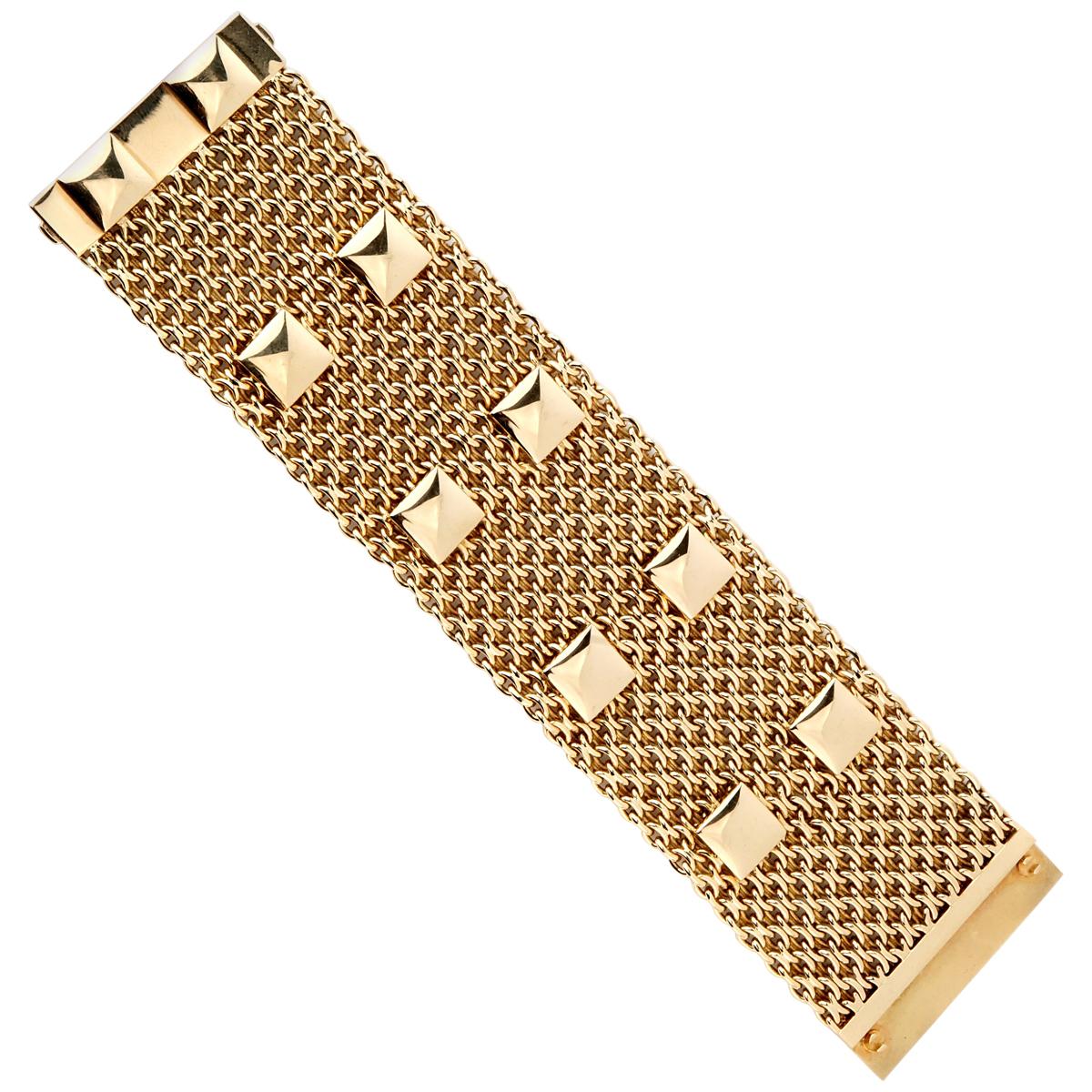 Hermes Collier De Chein Mesh Gold Bracelet