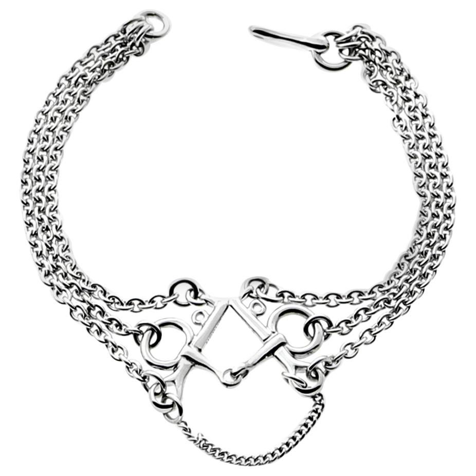 Hermes H Gold Chain Link Bracelet