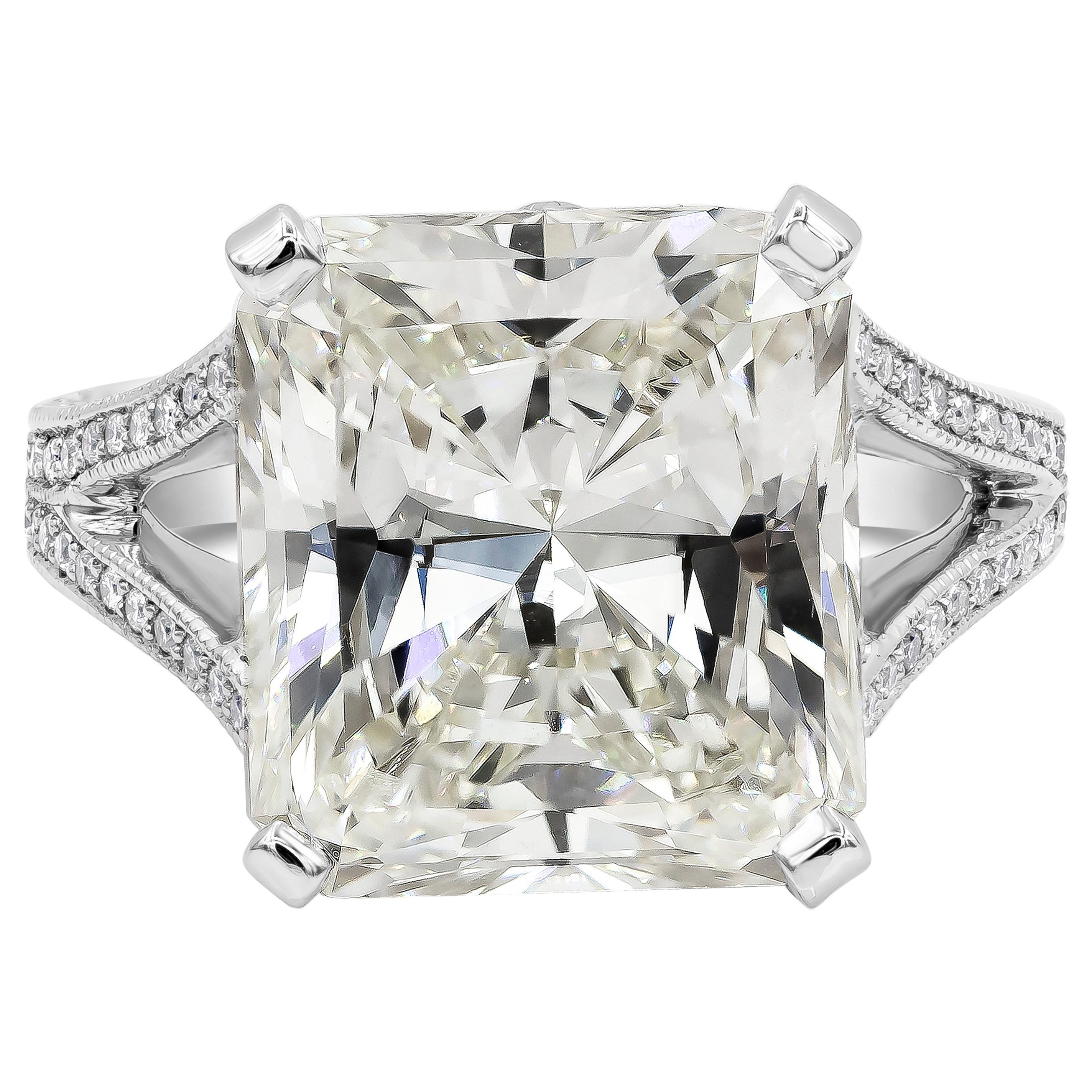 Roman Malakov Bague de fiançailles avec diamant taille radiant de 10,65 carats certifié par le GIA